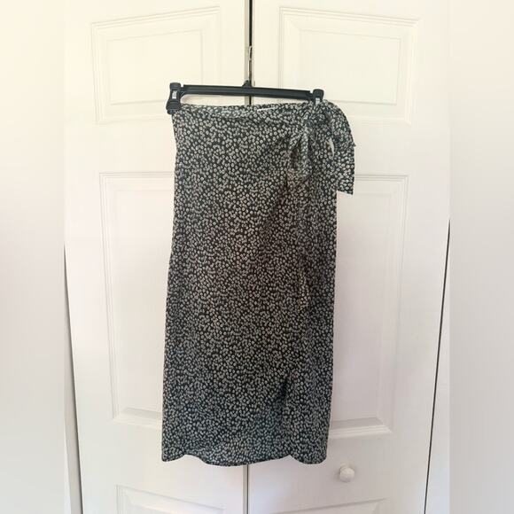 Princess Polly Green Floral Wrap Skirt Tie Midi Skirt Size 4 - Picture 6 of 8